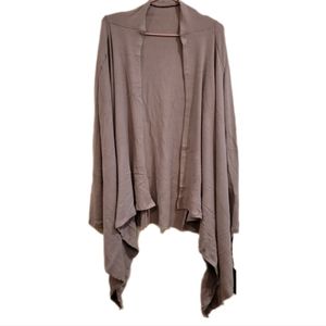 Michael Lauren Vasco Long Sleeve Wrap Cardigan Ribbed Oatmeal Sise M